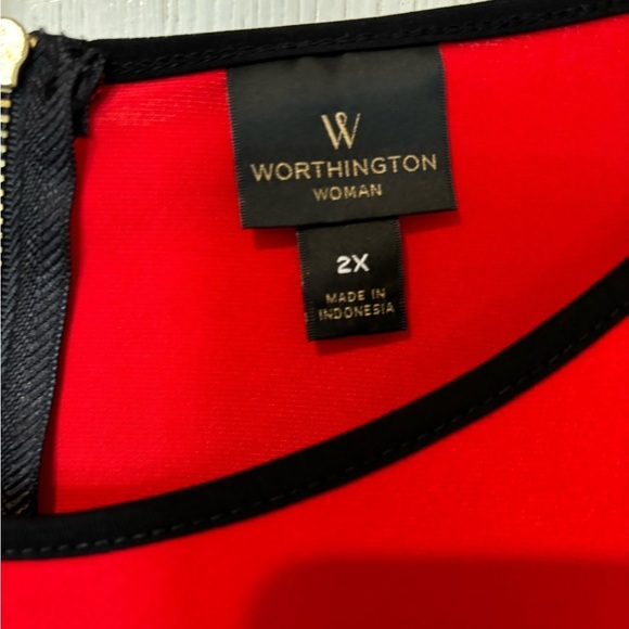 NWOT JCP Worthington Red Knit With Palm Design Blouse - Picture 6 of 6